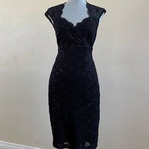 Connected Apparel Black Floral Jeweled Dress